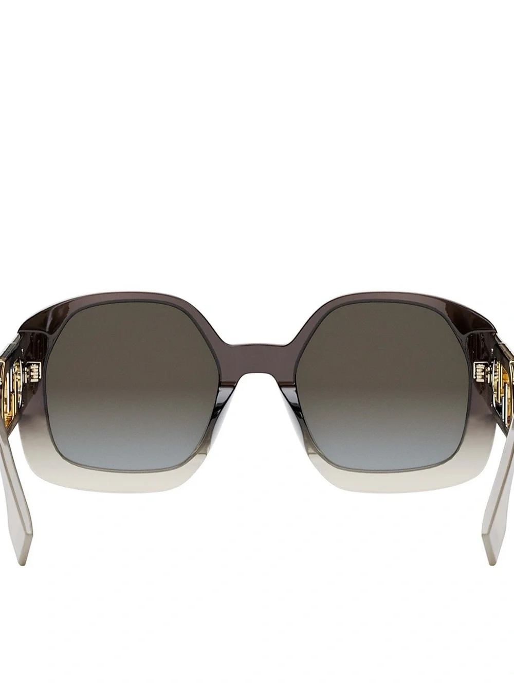 Fendi Brown Gradient Square Sunglasses with Gold & Silver Logo Temples